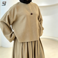 Ensemble Abaya Musulman Personnalisé pour Femmes OEM ODM Dubaï Vêtements Islamiques Modestes Deux Pièces avec Ramadan Aïd Vente en Gros Usine