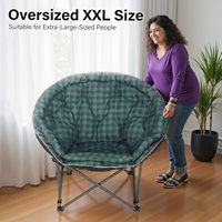 Chaise de camping ronde pliable XXL surdimensionnée, super confortable, rembourrée, chaises de camping Moon, chaises de jardin robustes pour adultes
