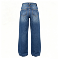 Jean Boyfriend à jambe large pour femme, taille basse, coupe ample, en denim extensible, pour un look de soirée décontracté