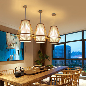 โคมไฟระย้าไม้ไผ่สไตล์จีน ไฟ LED E27 ทรงกลม หัวเดียว โคมไฟเพดานสำหรับบ้าน ห้องโถง ห้องนอน ห้องน้ำชา - Product Image 3