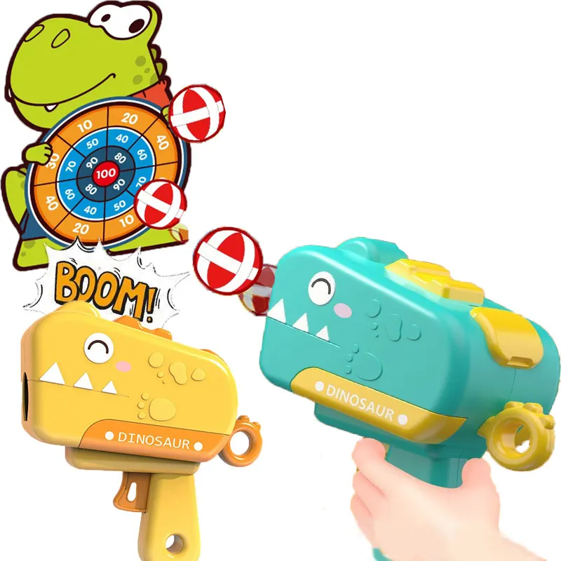 Led ışık top dinozor Guns oyuncak yapışkan bez topu Dart tahtası oyuncaklar silah hedef çekim sevimli dinozor eğitici oyun