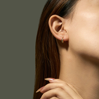 Fuamia perhiasan zirkonia halus berlapis emas 18K anting-anting Hoop Mini perak murni 925