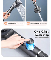 Pommeau de Douche Haute Pression 4 Modes avec Jet Brume, Pluie et Douchette Dorsale, et Arrêt d'Eau à Touche Unique pour Bain Filtré et Pressurisé
