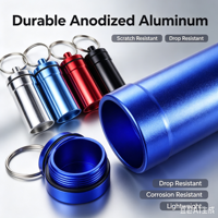 Boîte à pilules en alliage d'aluminium étanche, porte-clés, mini conteneur portable pour médicaments, rangement EDC extérieur, possibilité de logo personnalisé