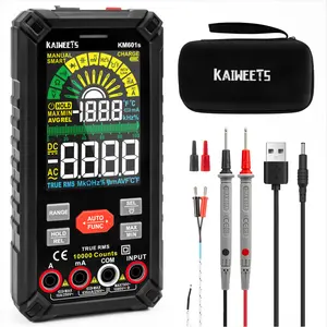 KAIWEETS KM601S Multímetro inteligente de rango automático, multímetro digital de prueba de diodo de capacitancia de resistencia de 10000 recuentos