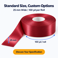 Ruban en satin polyester personnalisé avec logo, 25 mm x 100 yards par rouleau, simple face, pour boîtes d'abonnement destinées aux propriétaires de marques