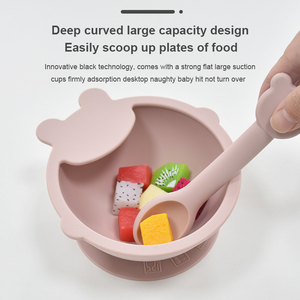 Juego de Platos de Silicona de Grado Alimenticio Libres de BPA, Plato de Alimentación de Dibujos Animados Reutilizable Antideslizante con Succión para Niños - Product Image 5