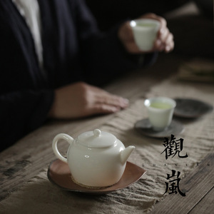 Tetera de porcelana blanca Dehua, redonda, pequeña, juego de té Kung Fu con tapa, sin plomo, para el té de la tarde - Product Image 1