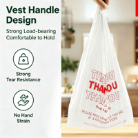 Sacs de courses en PE imprimés « Merci » JIJID, sacs en plastique, sacs T-shirt pour l'épicerie, pour la vente au détail, les supermarchés et les plats à emporter