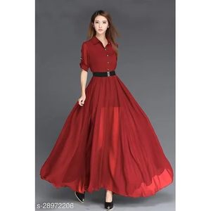 Super Oferta 2026 Vestido de Fiesta para Mujer con Diseño Liso, Mangas 3/4, Material Georgette - Product Image 1