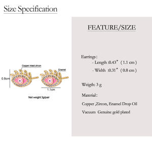 Anting-anting kancing mata jahat wanita, berlapis emas 18K dengan zirkon untuk pesta & Perhiasan Pernikahan - Product Image 3