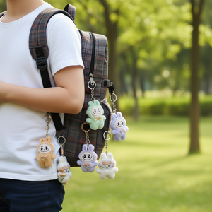 Portachiavi con coniglietto di peluche carino con papillon, 2 pezzi per colore, per borsa o chiavi - Product Image 3