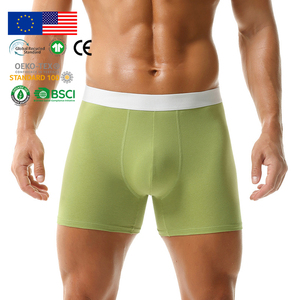 Sous-vêtements pour hommes, logo personnalisé, caleçons en coton vert clair, tissu lisse, doux, confortable, décontracté, pour tous les jours, vêtements intimes pour hommes - Product Image 1