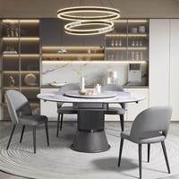 JRSD Ausziehbarer Runder zu Ovaler Esstisch, Super Kristallstein-Tischplatte mit Drehbarem Drehteller, Moderner Klappbarer Esstisch für Zuhause