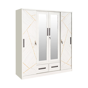 4-Door Metal <strong>Wardrobe</strong> <strong>with</strong> <strong>Drawers</strong> <strong>and</strong> Hangers; Custom-Made Steel Storage Cabinet for Bedrooms; Lockable Storage Closet - Product Image 1