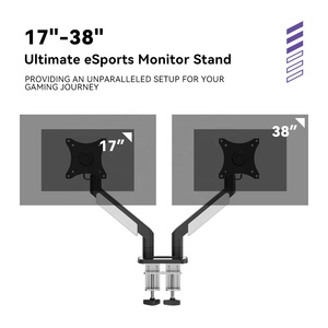 Support de moniteur incurvé 2026 blanc réglable avec <span class=keywords><strong>bras</strong></span> de fixation noir <span class=keywords><strong>pour</strong></span> double écran d'ordinateur de bureau - Product Image 5