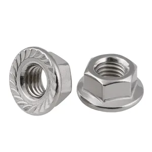 M3 M4 M5 M6 M8 M10 M12 High Quality Stainless Steel 304 Hexagon Hex Head Serrated Spinlock Flange Nuts Lock DIN6923