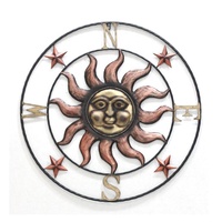 Nouvelle conception d'art mural contemporain en métal représentant le soleil, la lune et les étoiles, taille personnalisable, décoration murale pour l'intérieur et l'extérieur