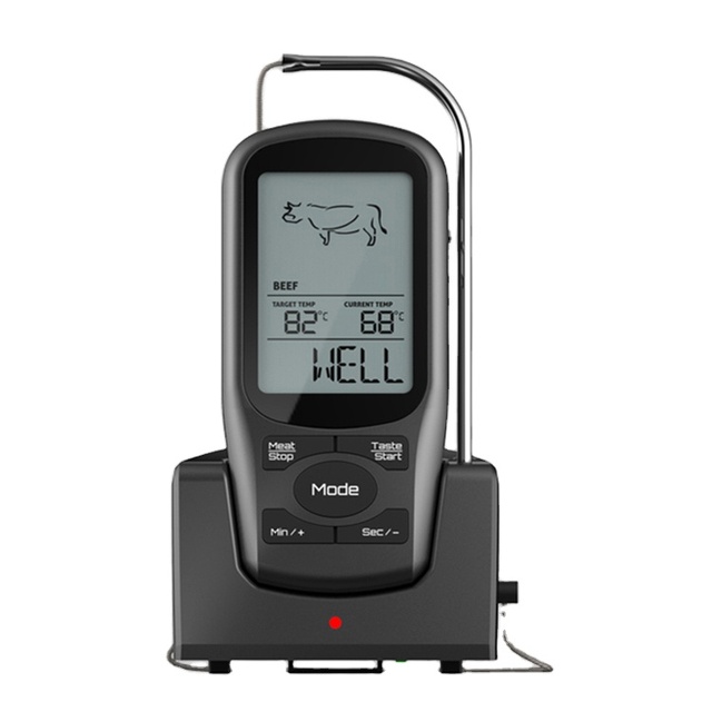 Highly Accurate Wireless Digital LED BBQ Meat Thermometer for Kitchen Cooking Stainless Steel Probe OEM/ODM Supported