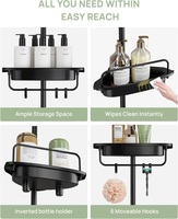 Étagère d'angle de douche CF antirouille, support de rangement rotatif à 4 niveaux, étagères de salle de bain réglables avec barre de tension