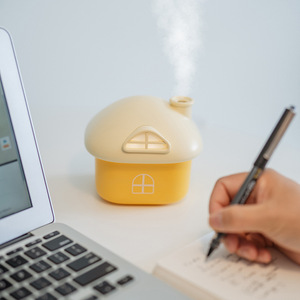 Mini House Humidifier With Night <b>Light</b> USB Rechargeable Small Desktop Home Use Under Eaves Humidifier Mustard Yellow - Product Image 3
