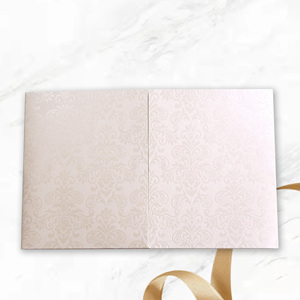 Tarjetas de papel de estilo moderno Simple para invitación de boda, tarjetas de Bolsillo de papel de aluminio con estampado en caliente y perlas de lujo