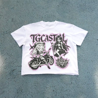 Vente en gros 100% coton Streetwear col rond hommes T-shirts logo personnalisé mode Boxy Fit blanc t-shirt
