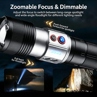 Lampe torche tactique en alliage d'aluminium, super lumineuse avec lumière latérale, rechargeable, LED, étanche, pour situations d'urgence, camping en plein air