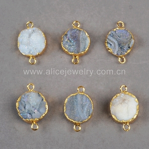 G0784 Titanium Chalcedony Kết Nối Druzy Agate Druzy Với Mạ Vàng Cạnh Druzy Hạt Charm - Product Image 3