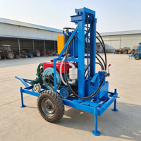 Machine de forage rotative portable à moteur diesel, mini, sur roues, pour puits d'eau, profondeur 200m, pour équipement de forage