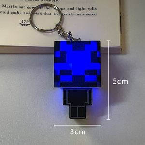 Venta al por mayor: Nuevo y creativo llavero de PVC con diseño de minero de <span class=keywords><strong>Minecraft</strong></span>, linterna y colgante para bolso, juguete pequeño luminoso 3D. - Product Image 6