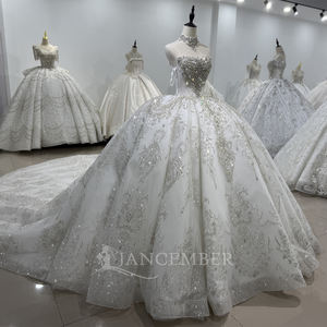 Jancember XS200 Splendido Abito da Sposa Color Avorio Senza Spalline con Perline in Tulle a Stile <span class=keywords><strong>Ball</strong></span> Gown - Product Image 3