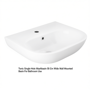 Lavabo individual Tonic de 55 cm de ancho, montado en la pared, para uso en el baño. - Product Image 3