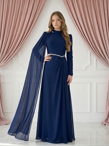 Abaya <span class=keywords><strong>de</strong></span> soirée modeste pour femmes musulmanes, Mexizo, sur mesure, luxe, manches longues, ceinture en strass, vêtements islamiques, inspiré <span class=keywords><strong>de</strong></span> Dubaï, polyester - Product Image 1