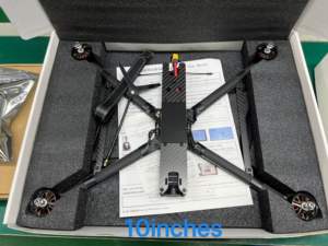 โดรนแข่งขันไฟเบอร์คาร์บอน10นิ้วจาก MARK4พร้อมรีโมทคอนโทรลกล้องมอเตอร์ไร้แปรงถ่านและน้ำหนักบรรทุกหนักบินได้นาน - Product Image 4