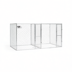 Silver Galvanised Steel Dog Cage 157.48 X 78.74 X 78.74 In Lockable <b>Outdoor</b> <b>Pet</b> <b>Enclosure</b> Large Breed - Product Image 1