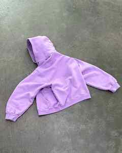 Yingling 700gsm épais à capuche Double couche poids lourd violet sweats à capuche surdimensionné coton polaire recadrée à capuche hommes - Product Image 3