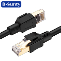Cable de Red Cat8, RJ45 Chapado en Oro, 28AWG, Cable de Conexión de Cobre Puro de 1 m, SSTP SFTP, Cable Ethernet Cat8 de 1 Metro, 40 Gbps, 2000 Mhz