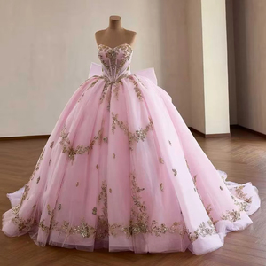 Rsm261017 Vestidos <span class=keywords><strong>de</strong></span> 15 Años Color Rosa, Mangas Desmontables, Vestido <span class=keywords><strong>de</strong></span> Gala Transparente, Vestido <span class=keywords><strong>de</strong></span> Quinceañera Jancember - Product Image 2