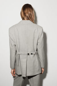 Women's Medium Size <b>Light</b> Grey Houndstooth Pattern Lapel Collar Open Front Casual Blazer Jacket - Product Image 3
