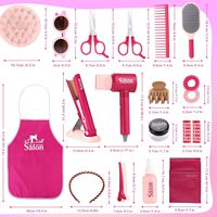 Ensemble de maquillage pour enfants en plastique, jeu de simulation, cadeau pour fille, ensemble de salon de beauté avec sèche-cheveux électrique, coiffeuse, kit de coiffure pour filles