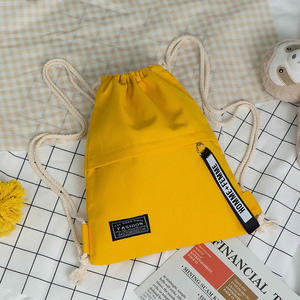 Original Customized Logo Pockets Cotton Canvas Drawstring Backpack <b>Bag</b> Canvas Pouch <b>String</b> Backpack for Shopping and Gym - Product Image 6