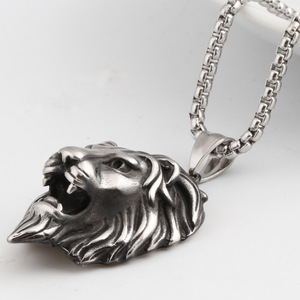 Collar de Moda para Hombre con Colgante de Cabeza de León en Acero Inoxidable, Diseño Animal, para Uso Diario, Regalo, Joyería - Product Image 2