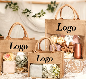 Großhandel Leinen Brautjungfern-Geschenktasche mit Canvas-Griff Einzigartiges Design für Hochzeitsfeier mit Transparentem PVC-Fenster Marke <span class=keywords><strong>PERSERVE</strong></span> - Product Image 1