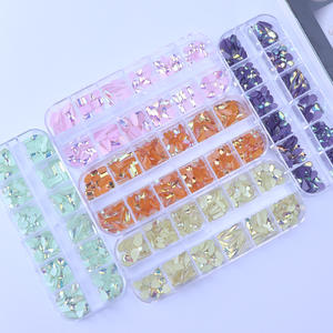 เล็บ Ab แบนรูปเพชรแก้วหินที่มีสีสันรุ้ง3D เพื่อความงาม - Product Image 4
