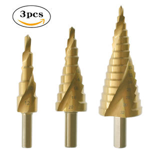 Foret électrique plaqué titane en acier rapide, à queue triangulaire, spirale, type pagode, ensemble d'ouvre-trous polyvalent - Product Image 4