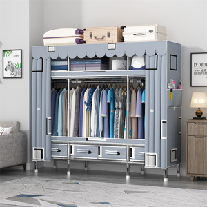 Armoire, étagères de Garde-Robe Portables avec Rail de Suspension, Organisateur de Rangement pour Placard à vêtements, Sacs, B-160 x 45 x 172 cm