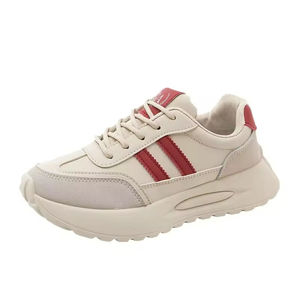 รองเท้าสเก็ตบอร์ดระบายอากาศได้ดีสไตล์วินเทจของผู้หญิง2025ฤดูใบไม้ร่วงแบบผูกเชือกเพิ่มความสูงดีไซน์กีฬาลำลองอเนกประสงค์สีขาวตัวเล็กๆ - Product Image 1