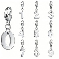 Pendentif Chiffre d'Anniversaire en Acier Inoxydable avec Fermoir Mousqueton, Kit de Bricolage pour Bijoux, Breloques pour Chaussures, Bracelets et Colliers Or et Argent