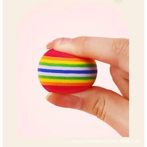 Bepets – balles en mousse pour chats, jouet doux à rayures arc-en-ciel colorées, 1.7 pouces, jouet interactif pour chat contre l'ennui - Product Image 4